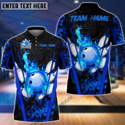 BlueJose Bowling And Pins Abstract Grunge Multicolor Personalized Name, Team Name 3D Shirt