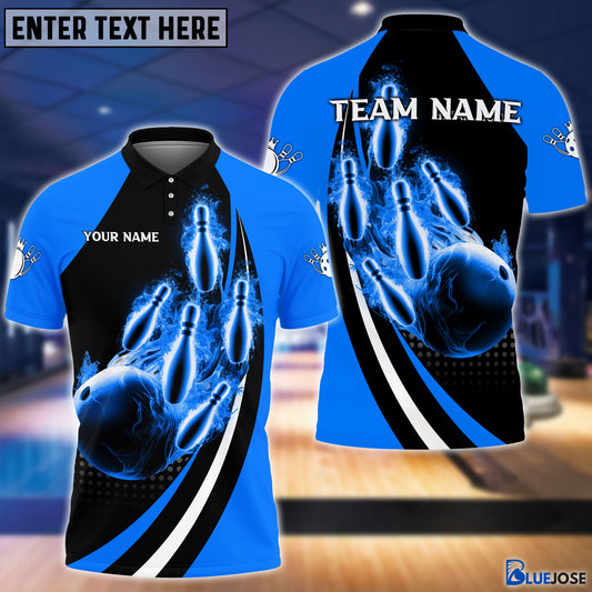 BlueJose Bowling And Pins Fire Fly Personalized Name Team Name 3D Shirt