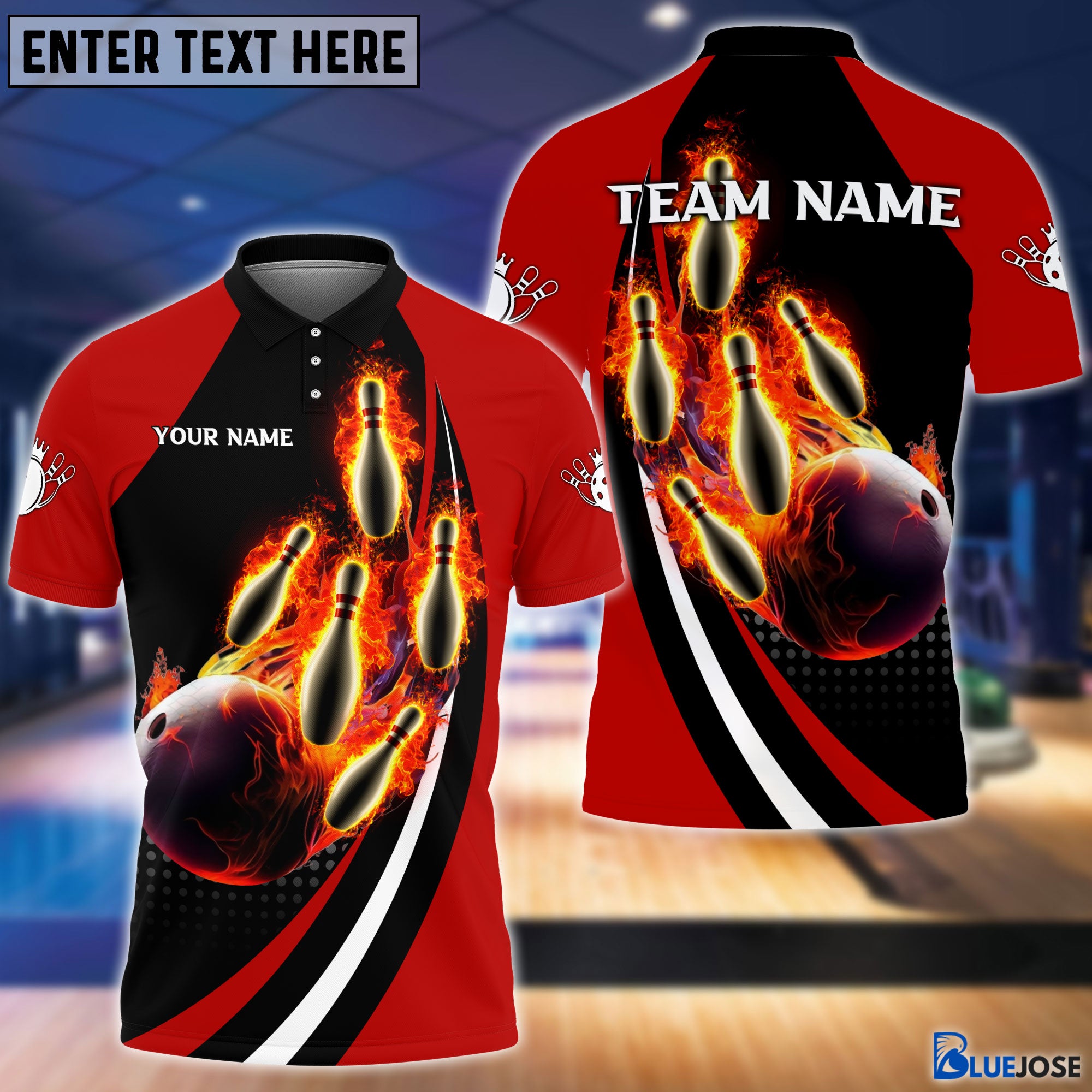 BlueJoses Bowling And Pins Fire Fly Personalized Name Team Name 3D Shi – Blue  Jose