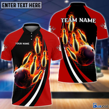 BlueJose Bowling And Pins Fire Fly Personalized Name Team Name 3D Shirt