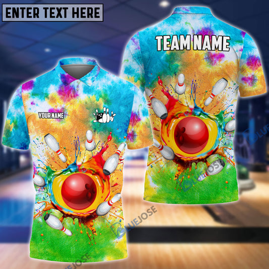 BlueJose Bowling And Pins Rainbow Color Customized Name 3D Shirt for Gilbert Durand
