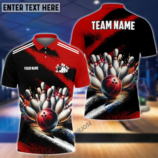 BlueJose Bowling And Pins Marble Pattern Customized Name 3D Shirt (4 Colors)
