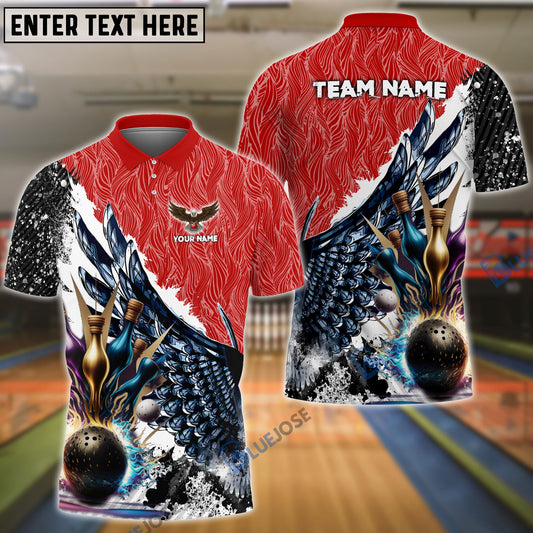 BlueJose Wing Bowling And Pins Pattern Customized Name, Team Name 3D Shirt (4 Colors)