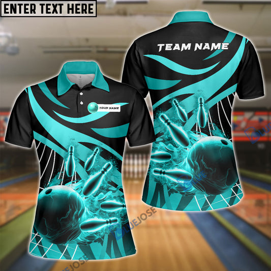 BlueJose Bowling And Pins Broken Pattern Customized Name, Team Name 3D Shirt for Women (4 Colors)