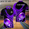 BlueJose Bowling And Pins Galaxy Pattern Customized Name, Team Name 3D Shirt (4 Colors)
