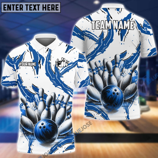 BlueJose Bowling And Pins Cracks Customized Name, Team Name 3D Shirt (4 Colors)