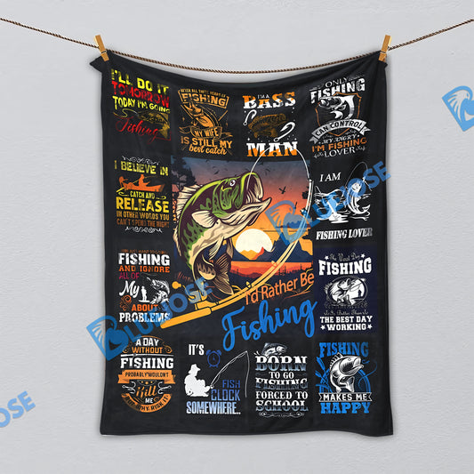 BlueJose I'm A Bass Man Fishing Blanket