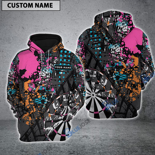 BlueJose Darts Colorful Personalized Name Hoodie