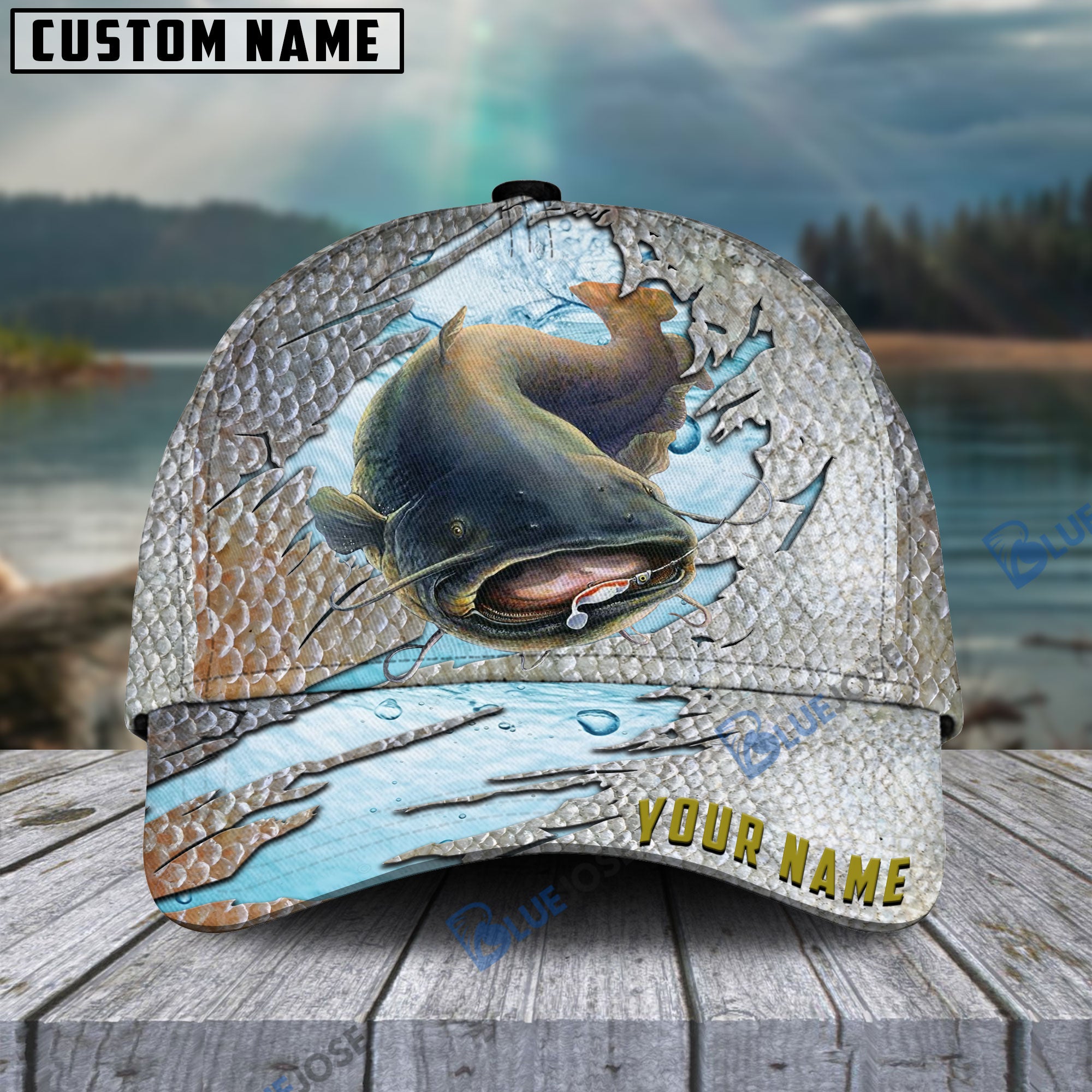 BlueJose Catfish Fish Cool Fishing Personalized Cap – Blue Jose