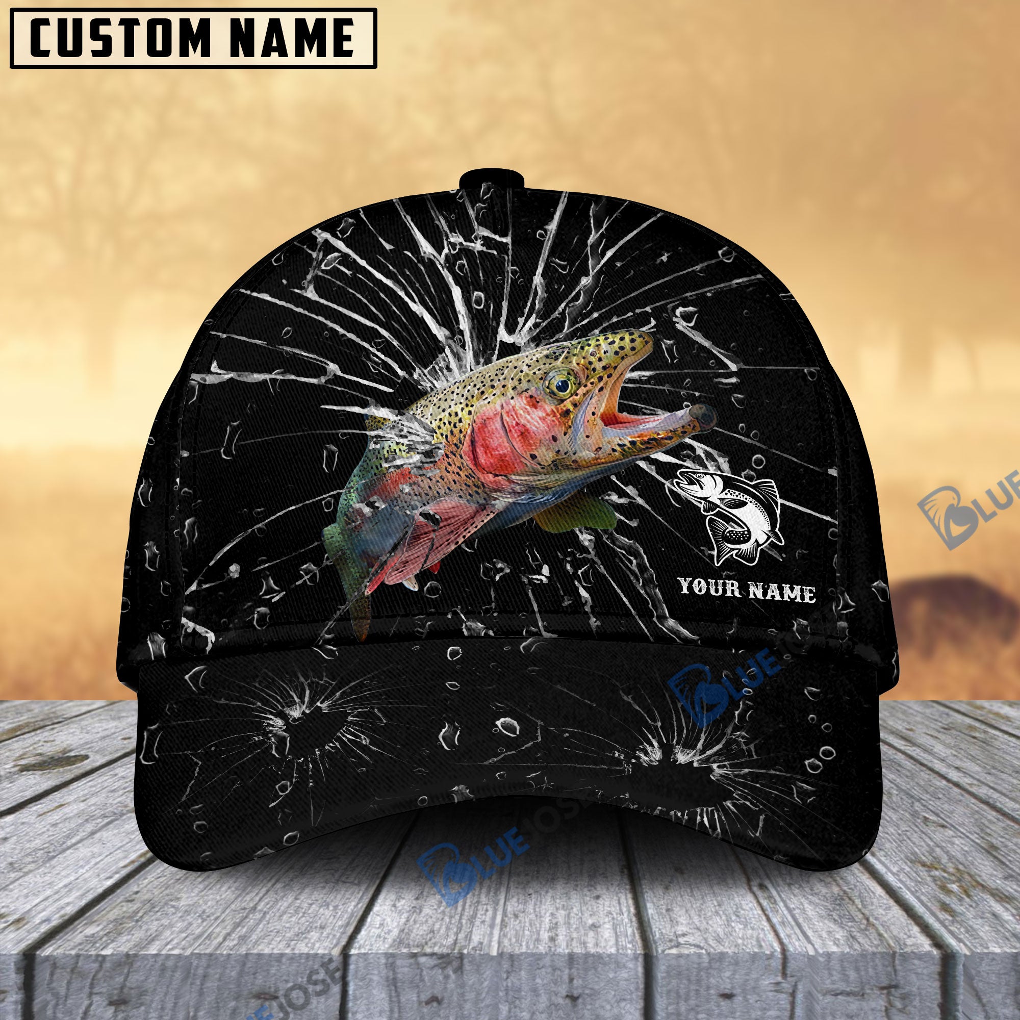 BlueJose Personalized Trout Fishing Broken Glass Cap – Blue Jose