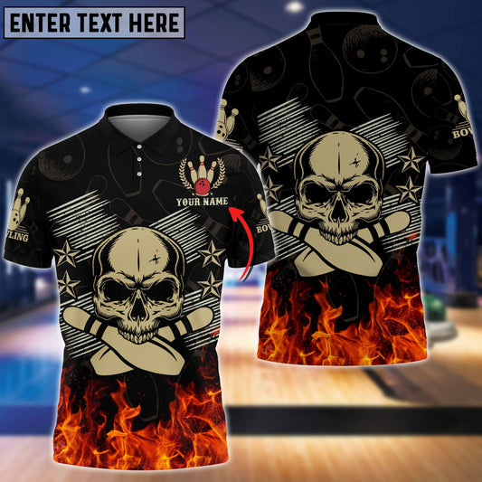 BlueJose Skull Bowling Ball Personalized Name 3D Shirt