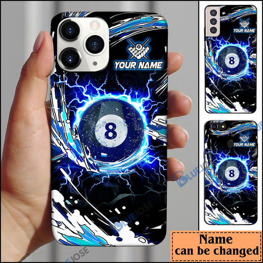 BlueJose 8 Ball Billiards Blue Wave Personalized Name Phone Case