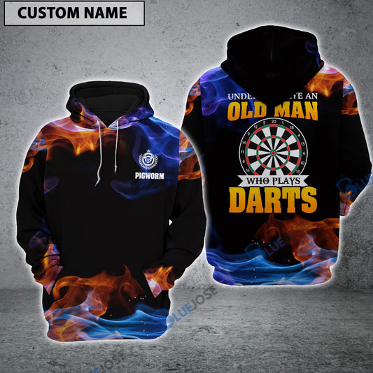 BlueJose Never Underestimate An Old Man Who Play Darts Personalized Name Hoodie