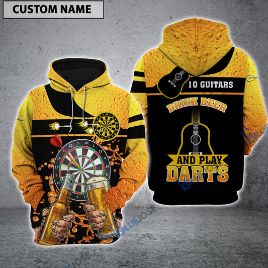 BlueJose Drink Beer And Play Darts Personalized Name Hoodie