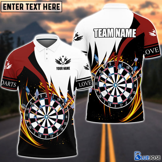 BlueJose Darts Red & White Personalized Name Shirt