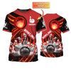 BlueJose Red Bowling Ball In Fire Personalized Name3D Shirt