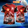 BlueJose Red Bowling Ball In Fire Personalized Name3D Shirt