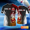 BlueJose Red Bowling Ball Crashing Pins Personalized Name 3D Shirt