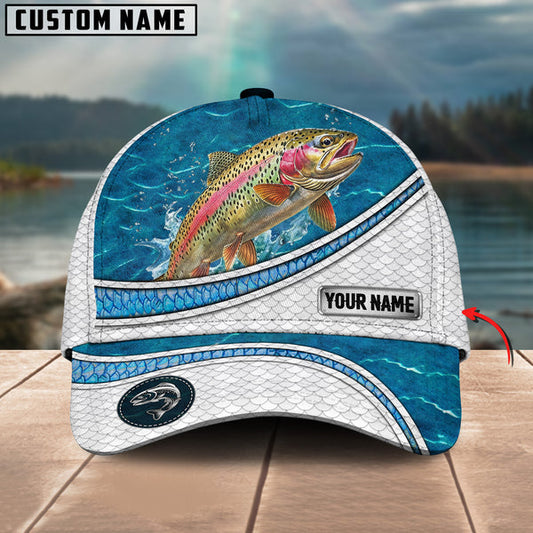 BlueJose Trout Fishing Blue Water Pattern Personalized Cap