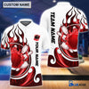 BlueJose Personalized Name and Team Name Fire Color Bowling Player Multicolor Polo Shirt (4 Colors), Personalized Shirts For Bowling Players
