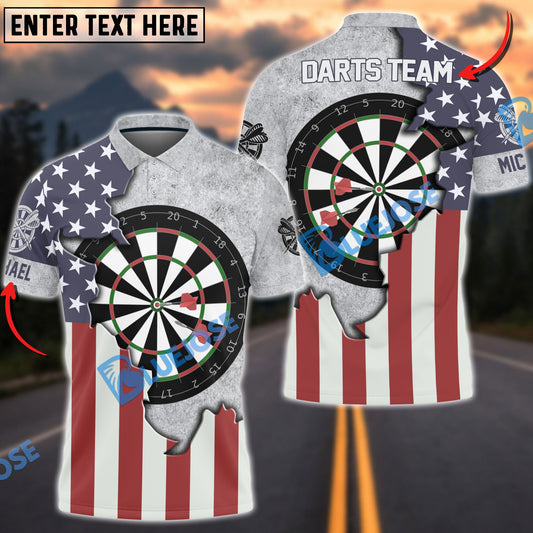 BlueJose Darts Board USA Flag Personalized Name, Team Name Shirt
