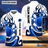 BlueJose Personalized Name and Team Name Fire Color Bowling Player Multicolor Polo Shirt (4 Colors), Personalized Shirts For Bowling Players