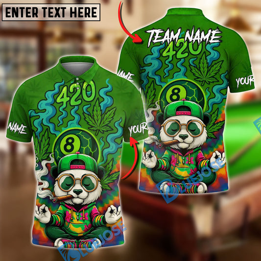 BlueJose Billiards 420 8-Ball Funny Panda Customized Name, Team Name 3D Shirt