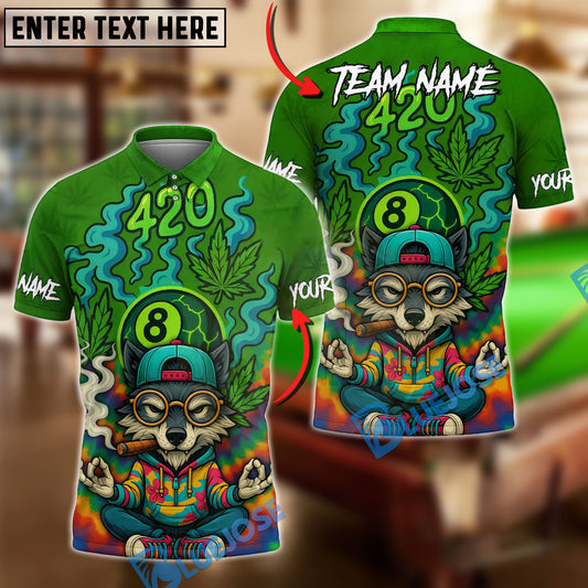 BlueJose Billiards 420 8-Ball Funny Wolf Customized Name, Team Name 3D Shirt