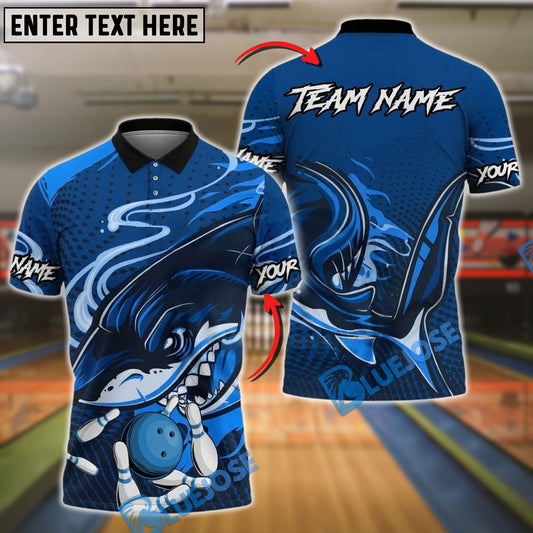 BlueJose Bowling Shark Head Customized Name, Team Name 3D Shirt (4 Colors)
