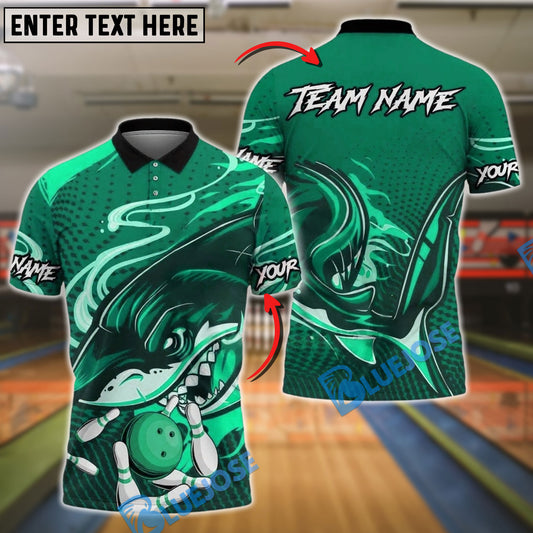 BlueJose Bowling Shark Head Customized Name, Team Name 3D Shirt (4 Colors)