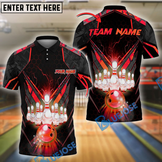 BlueJose Bowling And Pins Gold Light Customized Name 3D Shirt (6 Colors)