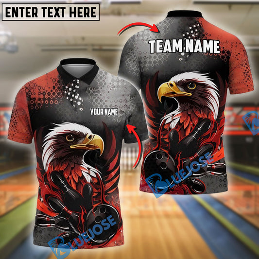 BlueJose Bowling And Pins Black Flame Eagle Customized Name 3D Shirt (6 Colors)