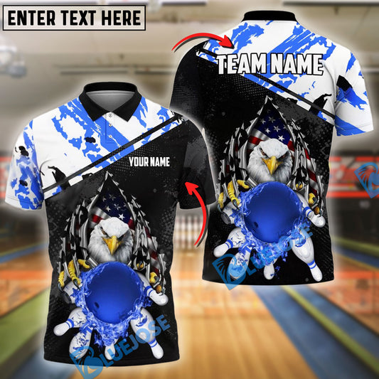 BlueJose Bowling And Pins Flame Eagle Customized Name, Team Name 3D Shirt (4 Colors)