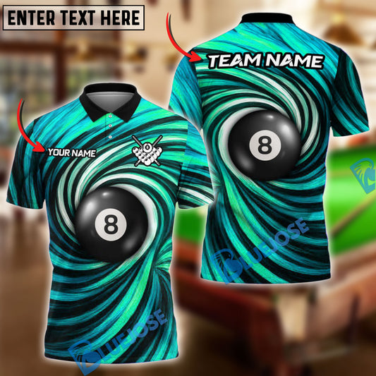 BlueJose Billiards Ball 8 Spinning Wave Personalized Name Shirt (4 Colors)