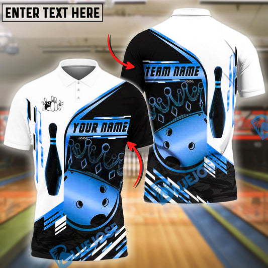 BlueJose Bowling And Pins Champion Golden Customized Name, Team Name 3D Shirt (4 Colors)