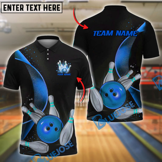 BlueJose Bowling Strike Motion Minimal Style Customized Name 3D Shirt (4 Colors)