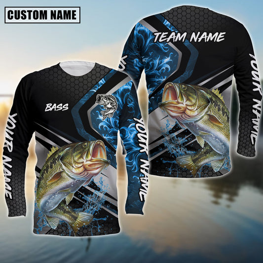 Bluejose Bass Fishing Smoke Premium Custom Name & Team Name 3D Shirts (2 Colors)