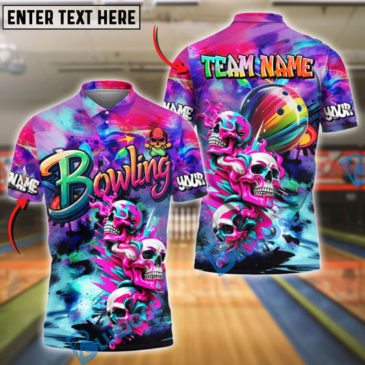 BlueJose Bowling Skull Neon Graffiti Personalized Shirt
