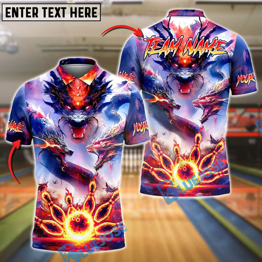 BlueJose Bowling Dragon Inferno Personalized Name, Team Name 3D Shirt