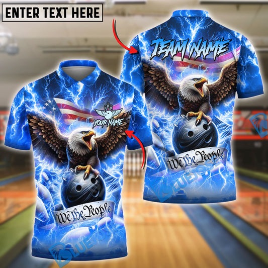 BlueJose Bowling And Pins Freedom Thunder American Eagle Customized Name, Team Name 3D Shirt (4 Colors)