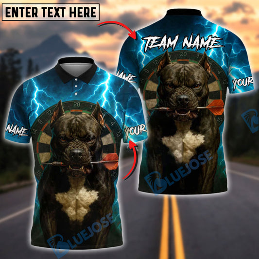 BlueJose Darts Pitbull Thunder Personalized Name, Team Name Shirt (4 Colors)