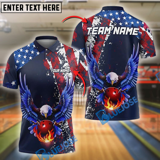 BlueJose Bowling Patriotic Eagle Customized Name, Team Name 3D Shirt