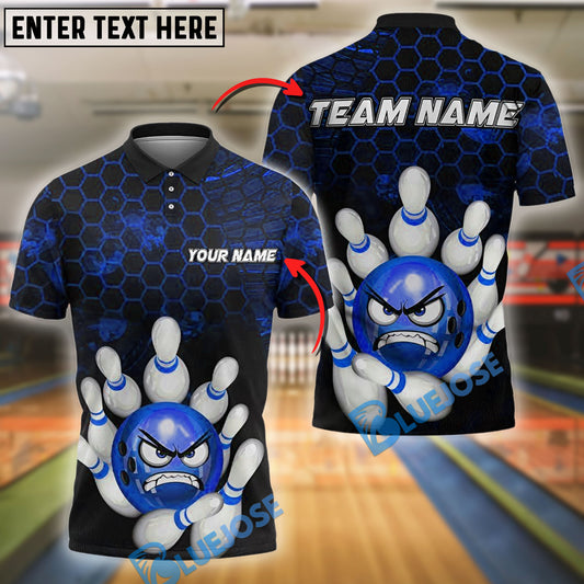 BlueJose Bowling And Pins Angry Rollers Customized Name, Team Name 3D Shirt (4 Colors)