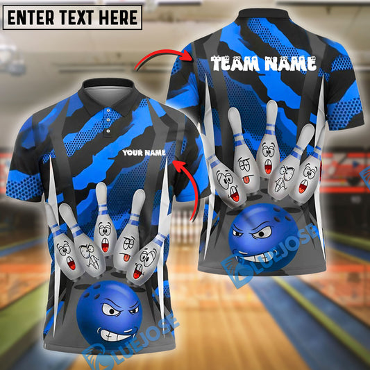 BlueJose Bowling And Pins Furious Strike Customized Name, Team Name 3D Shirt (4 Colors)