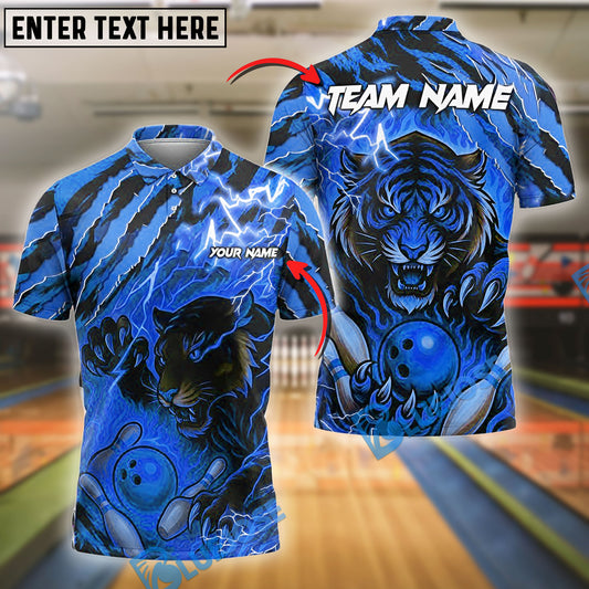 BlueJose Bowling And Pins Wild Fire Tigers Customized Name, Team Name 3D Shirt (4 Colors)