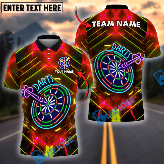 BlueJose Darts Neon Glow Personalized Name, Team Name Shirt (4 Colors)
