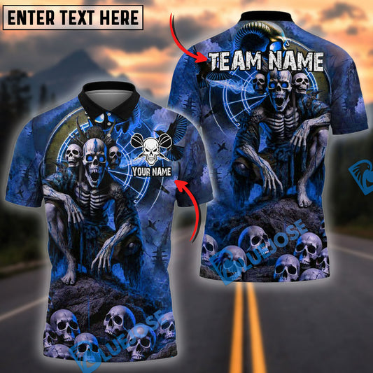 BlueJose Darts Gothic Skeleton Personalized Name, Team Name Shirt (4 Colors)
