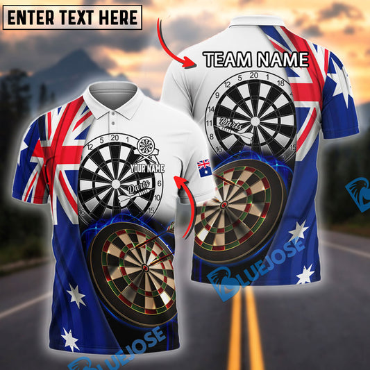 BlueJose Darts Australian Flag Dartboard Style Personalized Name, Team Name Shirt