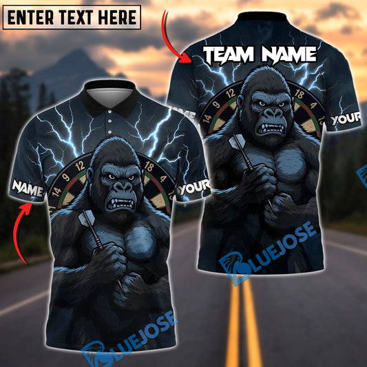 BlueJose Darts Thunder Gorilla Customized Name, Team Name 3D Shirt (4 Colors)
