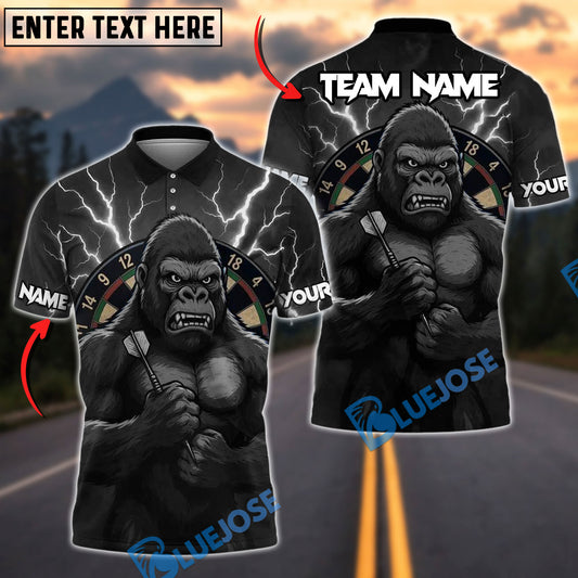 BlueJose Darts Thunder Gorilla Customized Name, Team Name 3D Shirt (4 Colors)